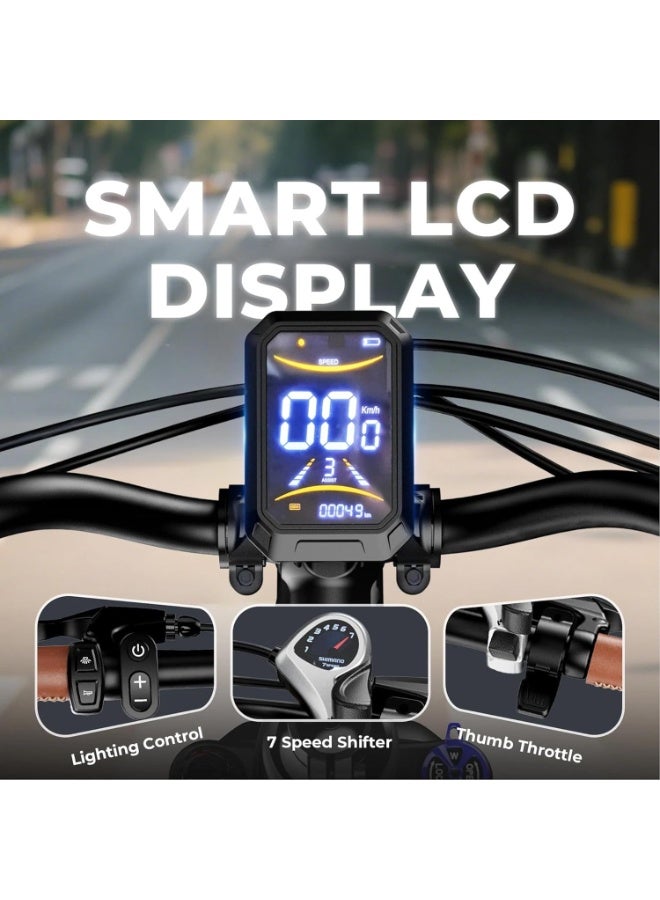 Windhorse F2 Electric Bike for Adults 350W Motor, 36V 13Ah Removable Battery, 40–80KM Range, 32KM/H Max Speed, Carbon Alloy Frame, 26" Tires, Shimano 7-Speed, Dual Disc Brakes, 3 Riding Modes - Image 5